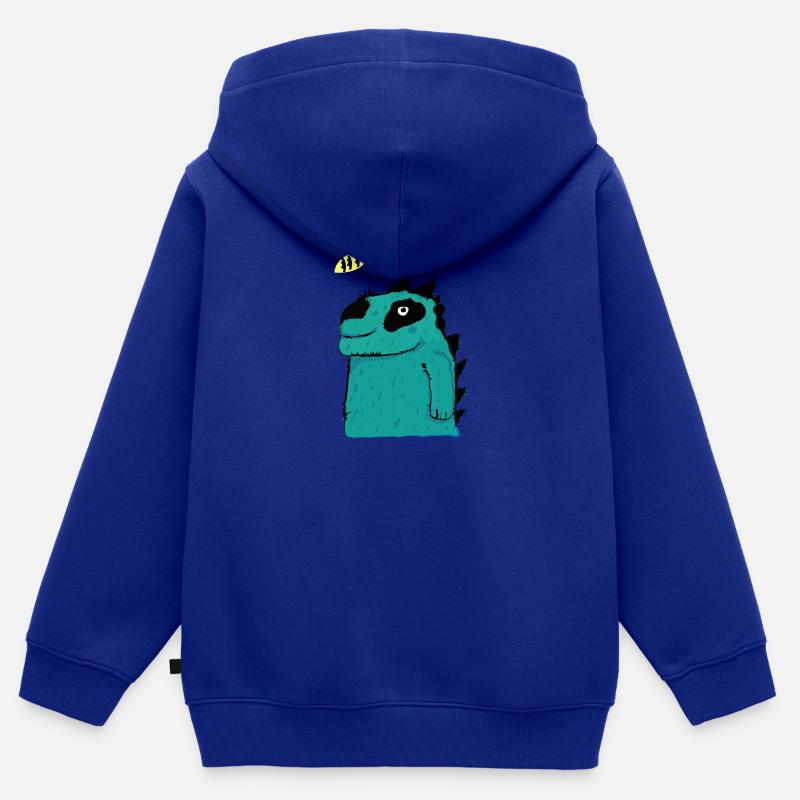 petit crocodile mignon - Sweat Premium à capuche zippé enfant bio - bleu roi