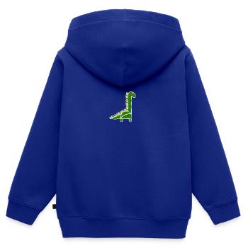 Dino - Kinder Premium Organic Zip Hoodie - Royalblau - Hinten - AI Model Kid Male (0cm)