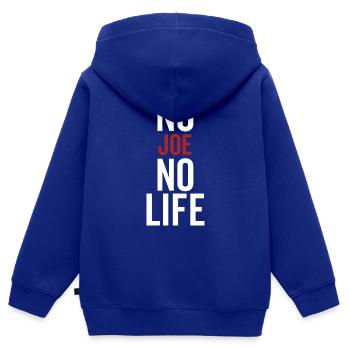 Pas de Joe pas de vie - Sweat Premium à capuche zippé enfant bio - bleu roi - Dos - AI Model Kid Male (0cm)