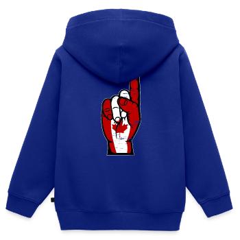 Kanada Flagge Nummer 1 used - Kinder Premium Organic Zip Hoodie - Royalblau - Hinten - AI Model Kid Male (0cm)