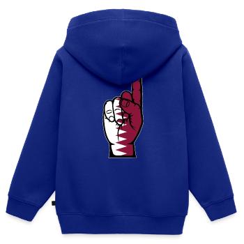 Drapeau du Qatar numéro 1 - Sweat Premium à capuche zippé enfant bio - bleu roi - Dos - AI Model Kid Male (0cm)
