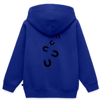 Équitation - Sweat Premium à capuche zippé enfant bio - bleu roi - Dos - AI Model Kid Male (0cm)