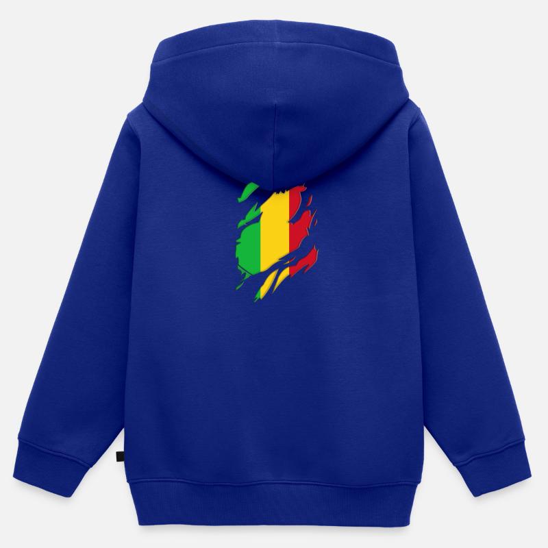 Motif déchiré du drapeau du Mali - Sweat Premium à capuche zippé enfant bio - bleu roi