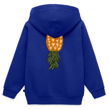 Ananas à l’envers - Sweat Premium à capuche zippé enfant bio - bleu roi - Dos - AI Model Kid Male (0cm)