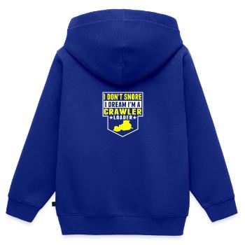 I Don't Snore, I'm Crawler Loader - Kids Premium Organic Zip-up Hoodie - royal blue - Back - AI Model Kid Male (0cm)