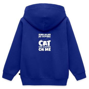Désolé d’être en retard - Bombay Cat - Sweat Premium à capuche zippé enfant bio - bleu roi - Dos - AI Model Kid Male (0cm)