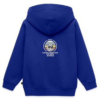 Katzenmama - Exotische Kurzhaarkatze - Kinder Premium Organic Zip Hoodie - Royalblau - Hinten - AI Model Kid Male (0cm)