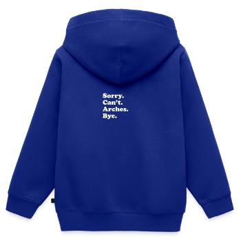 Entschuldigung, Kann Nicht Verabschieden - Bögen - Kinder Premium Organic Zip Hoodie - Royalblau - Hinten - AI Model Kid Male (0cm)