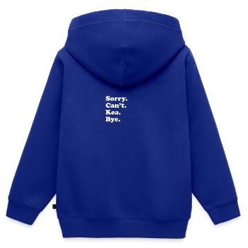 Entschuldigung, Ich Kann Nicht Verabschieden - Kea - Kinder Premium Organic Zip Hoodie - Royalblau - Hinten - AI Model Kid Male (0cm)