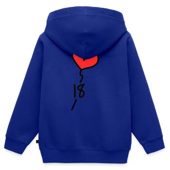 18 JAHRE ALT. 18-jähriges Jubiläum. GEBURTSTAG 18 JAHRE. 18 - Kinder Premium Organic Zip Hoodie - Royalblau - Hinten - AI Model Kid Male (0cm)