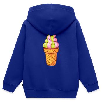 Glace molle Glace Glace Glace Glace de glace - Sweat Premium à capuche zippé enfant bio - bleu roi - Dos - AI Model Kid Male (0cm)
