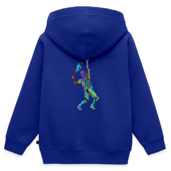 Servir, Tennis,Coloré,Graffiti,Bleu - Sweat Premium à capuche zippé enfant bio - bleu roi - Dos - AI Model Kid Male (0cm)
