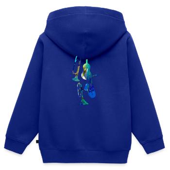 Jazz,Instrumente,Trompete,Guitarre,Saxophon - Kinder Premium Organic Zip Hoodie - Royalblau - Hinten - AI Model Kid Male (0cm)