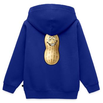 Peanut Nuts Emotion Drôle Happy Kids Bébé - Sweat Premium à capuche zippé enfant bio - bleu roi - Dos - AI Model Kid Male (0cm)