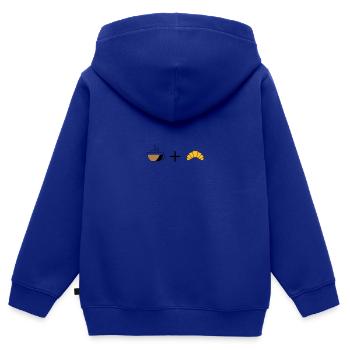 Café et croissant - Sweat Premium à capuche zippé enfant bio - bleu roi - Dos - AI Model Kid Male (0cm)