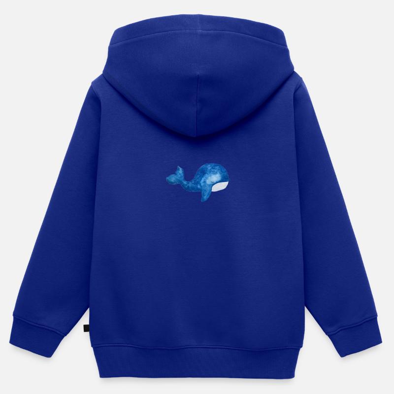 Votre baleine triste - Sweat Premium à capuche zippé enfant bio - bleu roi