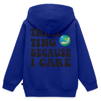 Thrifting. Because I care. - Kinder Premium Organic Zip Hoodie - Royalblau - Hinten - AI Model Kid Male (0cm)