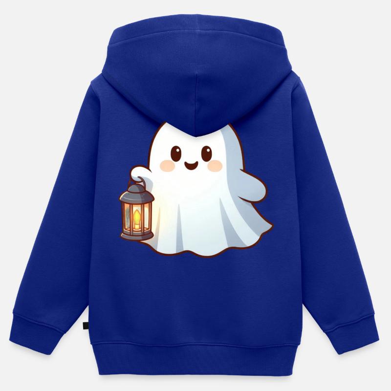 Fantôme - Sweat Premium à capuche zippé enfant bio - bleu roi