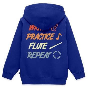 Write Practice Flute Repeat - Kinder Premium Organic Zip Hoodie - Royalblau - Hinten - AI Model Kid Male (0cm)