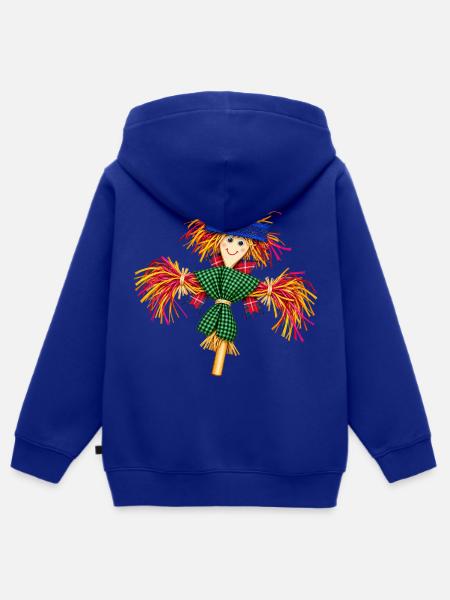 Buntes Stroh-Vogelscheuchen-Patchwork - Kinder Premium Organic Zip Hoodie - Royalblau
