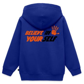 Glaub an dich - Kinder Premium Organic Zip Hoodie - Royalblau - Hinten - AI Model Kid Male (0cm)