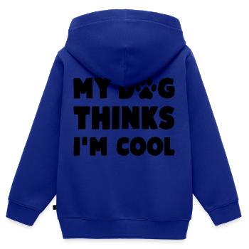 My Dog Thinks I'm Cool Lustiger Hunde Spruch - Kinder Premium Organic Zip Hoodie - Royalblau - Hinten - AI Model Kid Male (0cm)