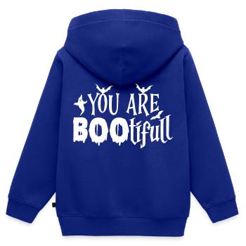 DU BIST HÜBSCH - Kinder Premium Organic Zip Hoodie - Royalblau - Hinten - AI Model Kid Male (0cm)