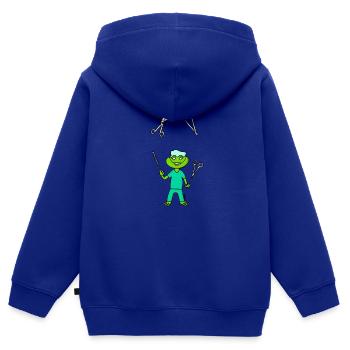 OP Nurse Frog - Sweat Premium à capuche zippé enfant bio - bleu roi - Dos - AI Model Kid Male (0cm)