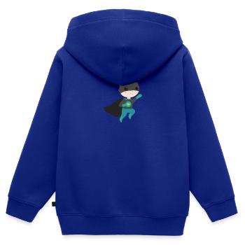 super-héros - Sweat Premium à capuche zippé enfant bio - bleu roi - Dos - AI Model Kid Male (0cm)