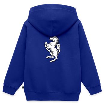 Westfalen Pferd Weiss - Kinder Premium Organic Zip Hoodie - Royalblau - Hinten - AI Model Kid Male (0cm)