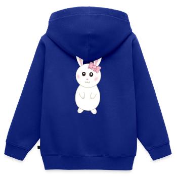 Lapinette cute lapin blanc - Sweat Premium à capuche zippé enfant bio - bleu roi - Dos - AI Model Kid Male (0cm)