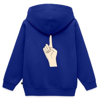 Fingerherz Handzeichen  - Kinder Premium Organic Zip Hoodie - Royalblau - Hinten - AI Model Kid Male (0cm)