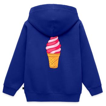 Crème glacée, crème glacée, crème glacée, crème glacée, boule, crème glacée, sundae - Sweat Premium à capuche zippé enfant bio - bleu roi - Dos - AI Model Kid Male (0cm)