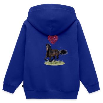 I love horses - Ich liebe Pferde - Kinder Premium Organic Zip Hoodie - Royalblau - Hinten - AI Model Kid Male (0cm)