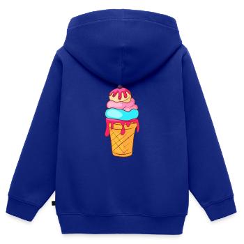 Crème glacée, crème glacée, crème glacée, crème glacée, boule, crème glacée, sundae - Sweat Premium à capuche zippé enfant bio - bleu roi - Dos - AI Model Kid Male (0cm)