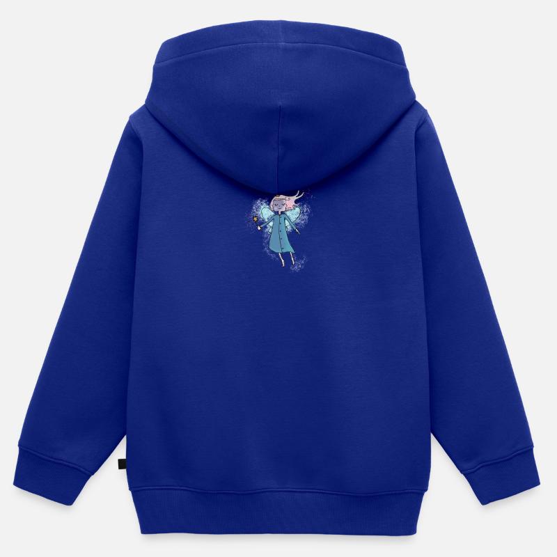 Fée Kidz - Sweat Premium à capuche zippé enfant bio - bleu roi