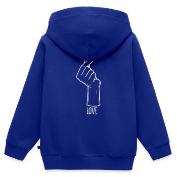 Liebe Handzeichen - Kinder Premium Organic Zip Hoodie - Royalblau - Hinten - AI Model Kid Male (0cm)