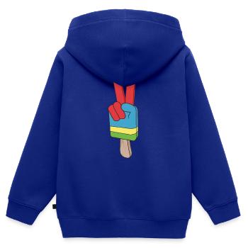 Eis am Stiel Friedenszeichen Peace - Kinder Premium Organic Zip Hoodie - Royalblau - Hinten - AI Model Kid Male (0cm)