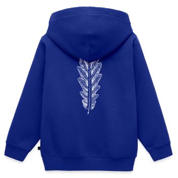 Feuille de chêne / Feuilles Empreinte: - Sweat Premium à capuche zippé enfant bio - bleu roi - Dos - AI Model Kid Male (0cm)