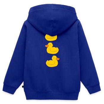 Trois canetons - Sweat Premium à capuche zippé enfant bio - bleu roi - Dos - AI Model Kid Male (0cm)