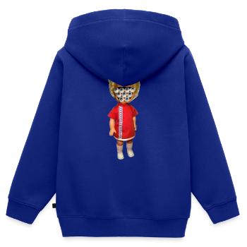 Puppe - Kinder Premium Organic Zip Hoodie - Royalblau - Hinten - AI Model Kid Male (0cm)