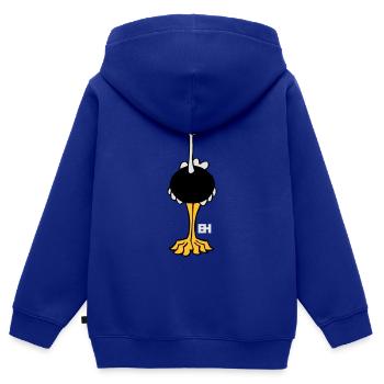 Strauß - Kinder Premium Organic Zip Hoodie - Royalblau - Hinten - AI Model Kid Male (0cm)