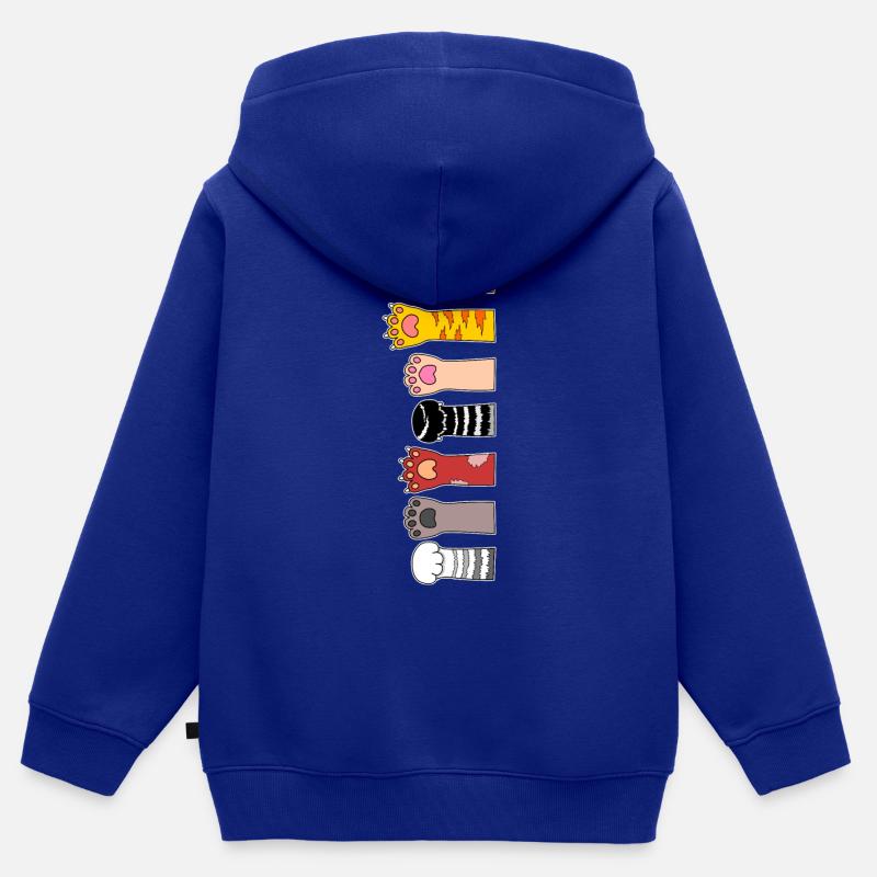 Pattes de chat - Sweat Premium à capuche zippé enfant bio - bleu roi