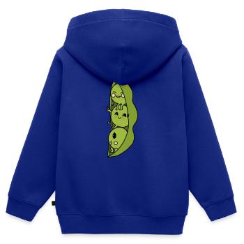 Pois - Sweat Premium à capuche zippé enfant bio - bleu roi - Dos - AI Model Kid Male (0cm)