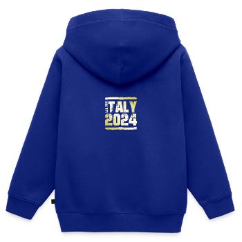 Italie 2024 Médaille d’or - Sweat Premium à capuche zippé enfant bio - bleu roi - Dos - AI Model Kid Male (0cm)