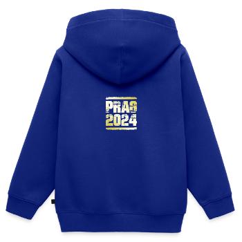 Prague 2024 Médaille d’or - Sweat Premium à capuche zippé enfant bio - bleu roi - Dos - AI Model Kid Male (0cm)