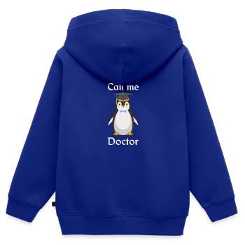 Penguin Doctoral Thesis Degree - Kids Premium Organic Zip-up Hoodie - royal blue - Back - AI Model Kid Male (0cm)