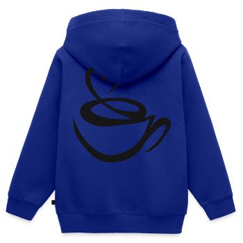 Tasse de café en grains de café - Sweat Premium à capuche zippé enfant bio - bleu roi - Dos - AI Model Kid Male (0cm)