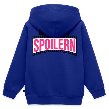 Farben änderbar | Bitte nicht Spoilern - Kinder Premium Organic Zip Hoodie - Royalblau - Hinten - AI Model Kid Male (0cm)