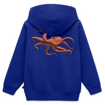 J’aime le poulpe - huit tentacules - calmar - Sweat Premium à capuche zippé enfant bio - bleu roi - Dos - AI Model Kid Male (0cm)